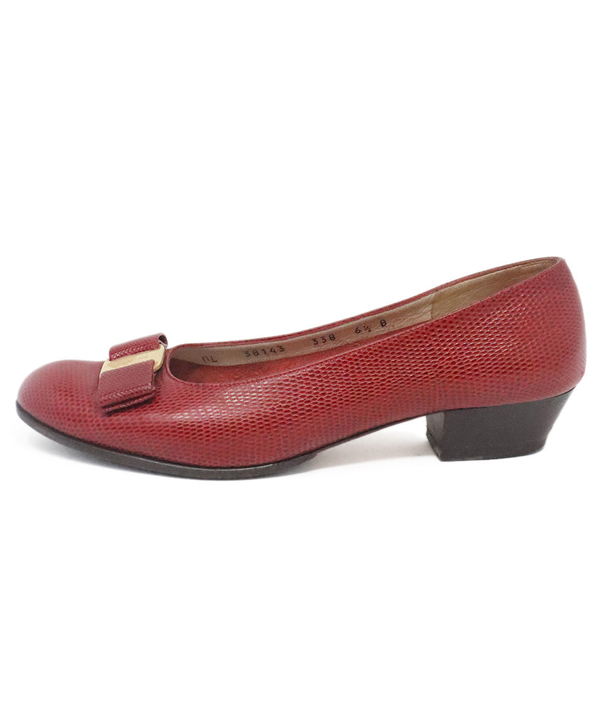 Ferragamo Red Pressed Leather Heels 1