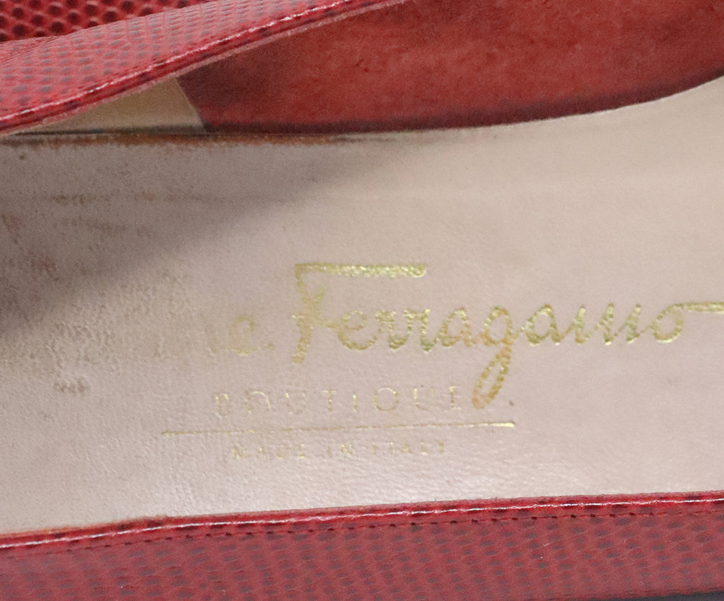 Ferragamo Red Pressed Leather Heels 5