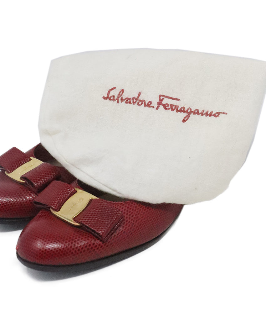 Ferragamo Red Pressed Leather Heels 6