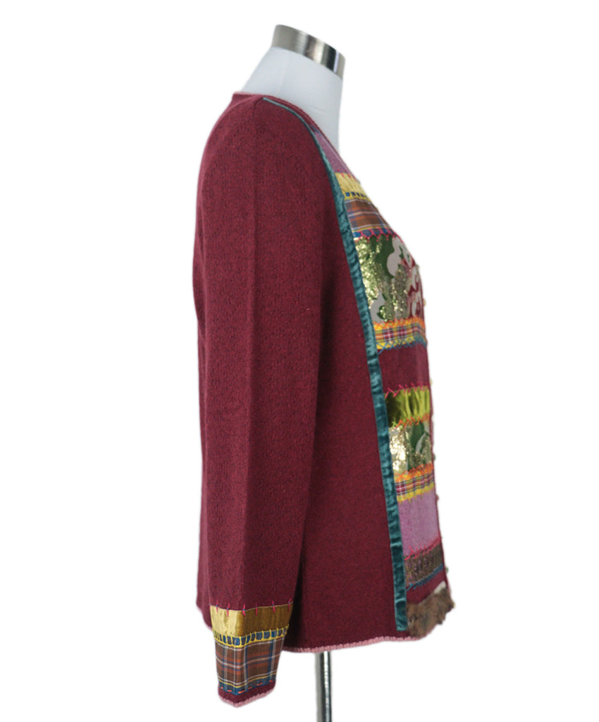 Galliano Burgundy & Multicolor Sweater Set 5