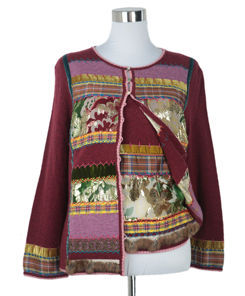 Galliano Burgundy & Multicolor Sweater Set 4