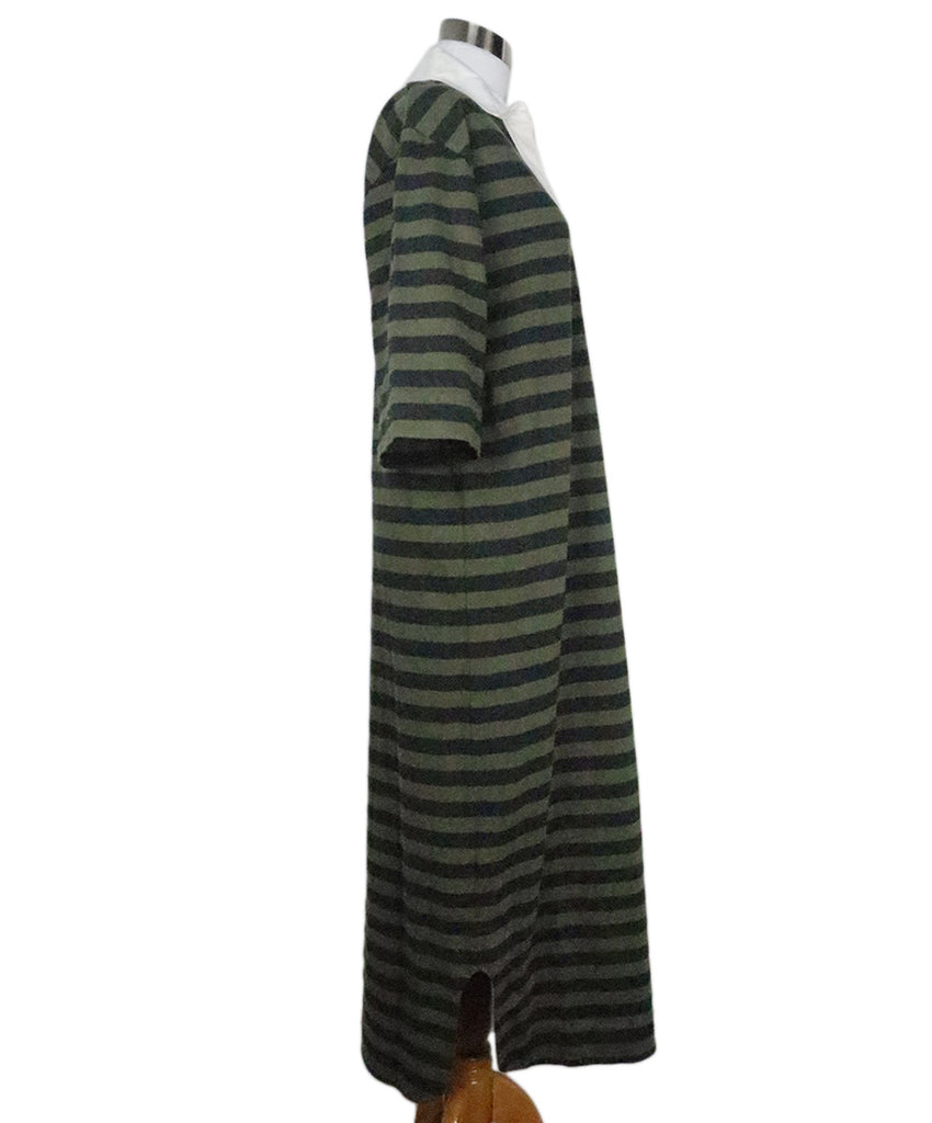 Ganni Olive & Black Striped Dress 1