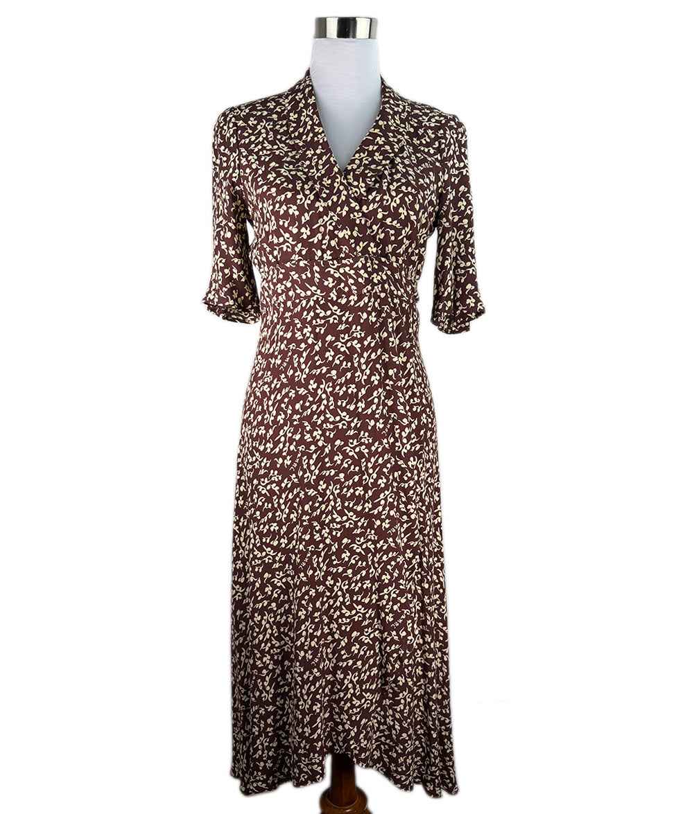 ganni dress brown Asymmetric draped mesh midi dress in brown - Ganni