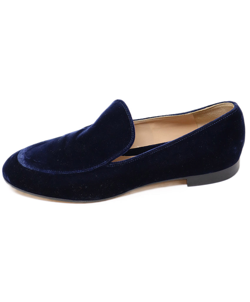 Gianvito Rossi Navy Velvet Loafers 1