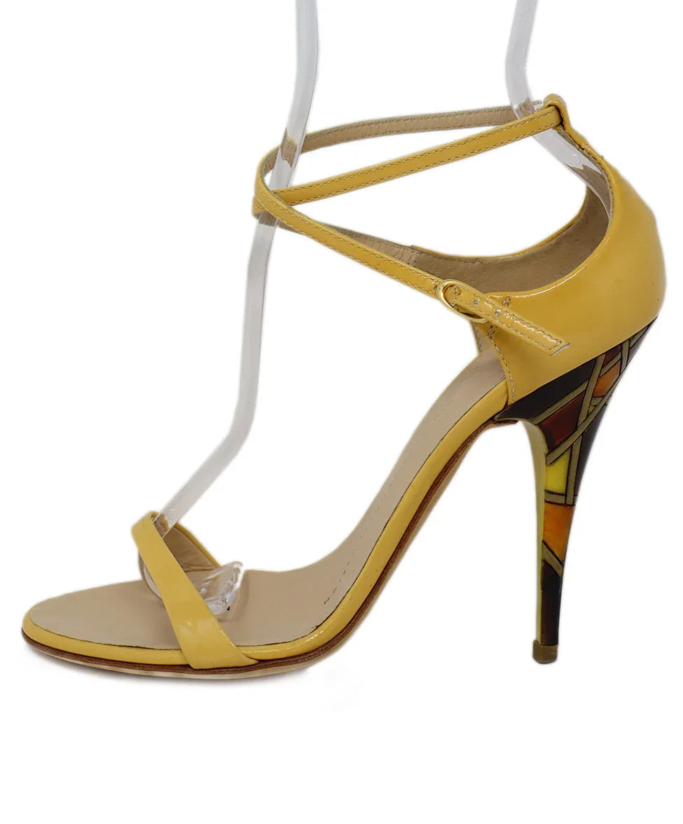 Giuseppe Zanotti Yellow Brown & Burgundy Geometric Heels sz 5 l