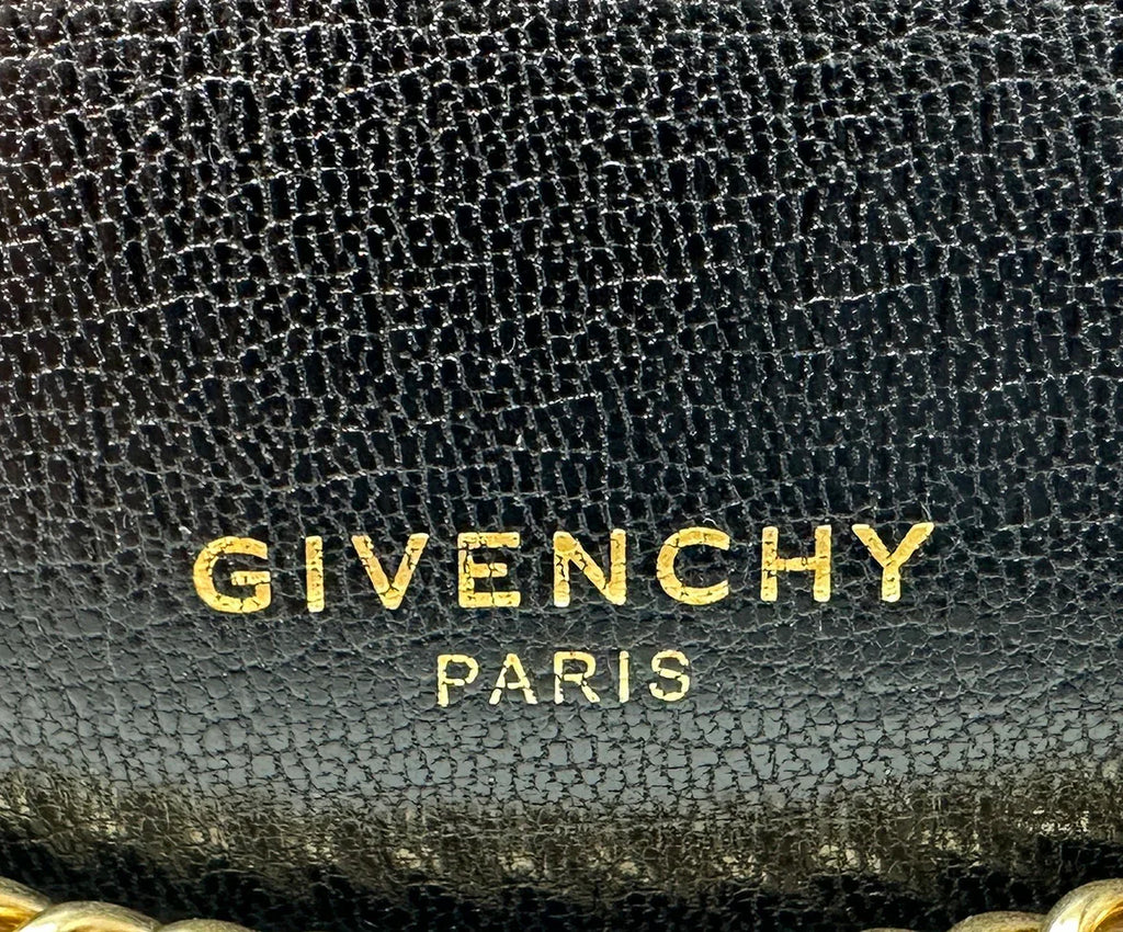 Givenchy Black Leather and Leopard Suede Gold Chain Clutch Handbag