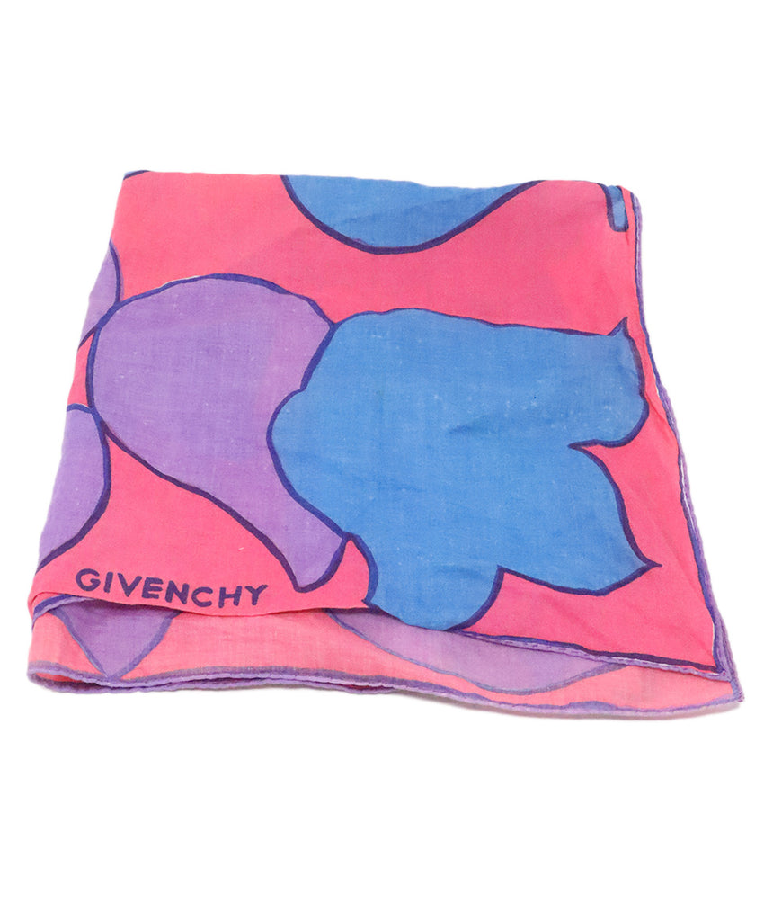 Givenchy Blue & Pink Print Pocket Square 1