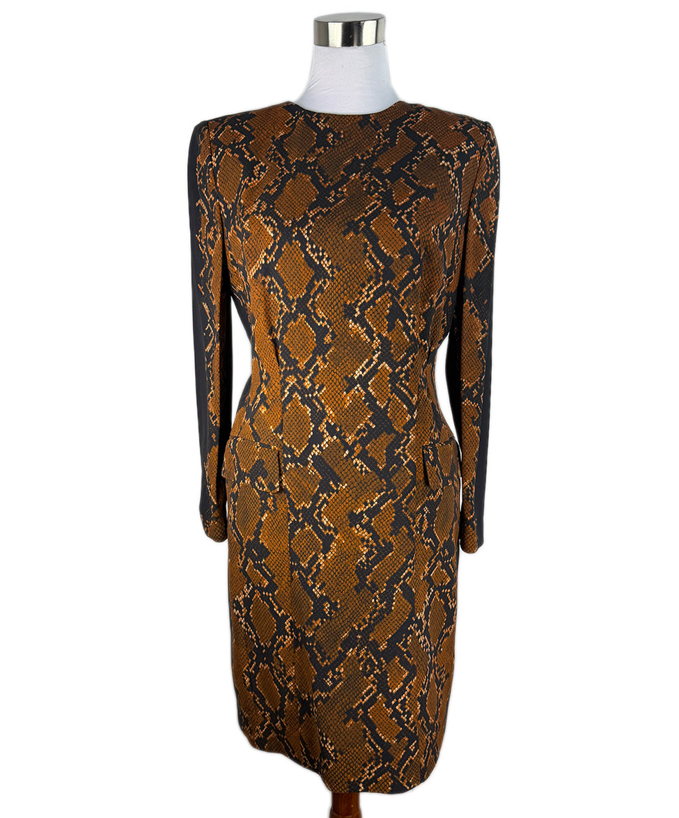 Givenchy Women's Snakeskin-Print Wool-Blend Shift Dress - Black Brown