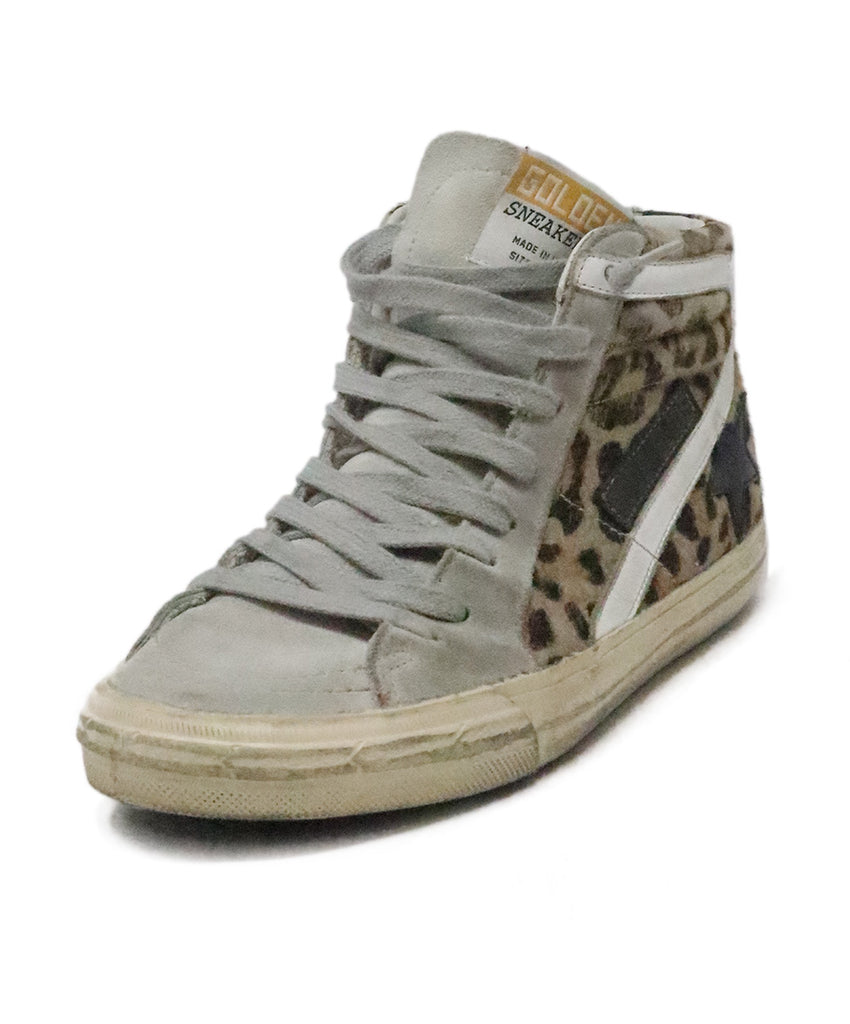 Golden Goose Grey & Leopard Print Sneakers 