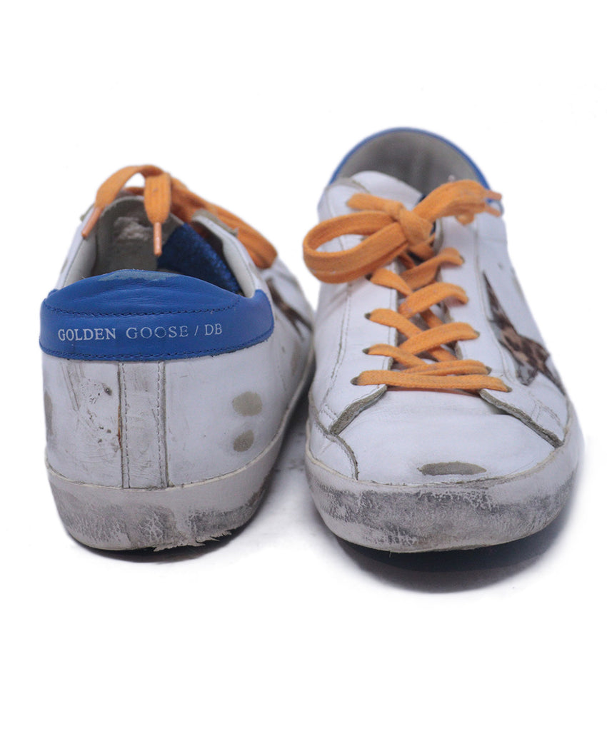 Golden Goose White & Blue Leather Sneakers 2