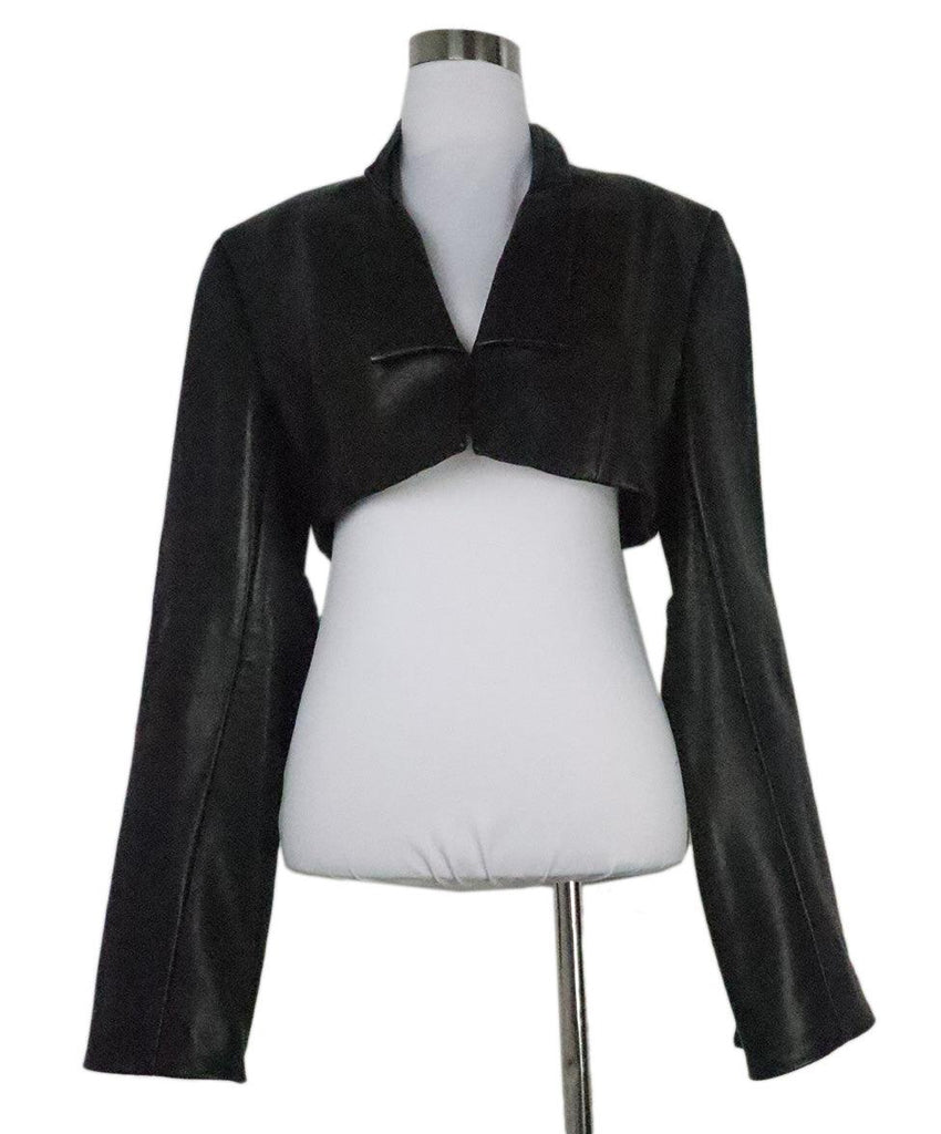 Grace Ling Cropped Black Lambskin Jacket 