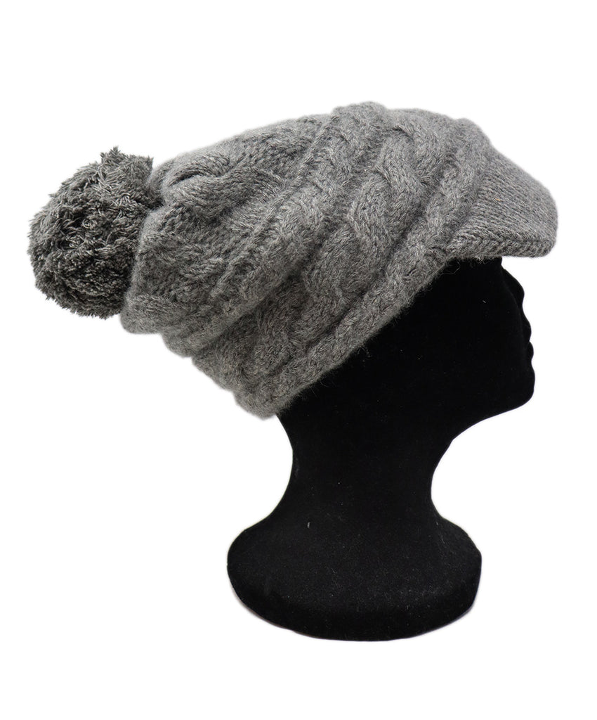 Grey Cashmere Pom-Pom Hat 1