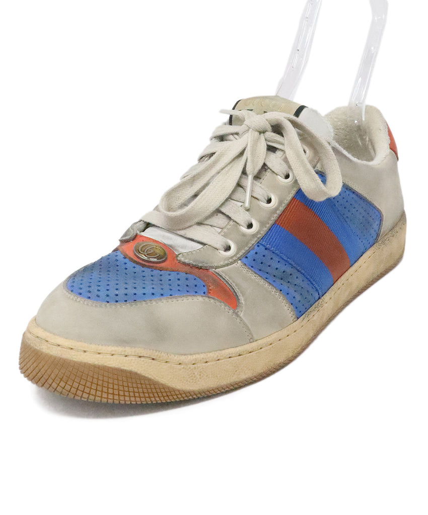 Gucci Blue & Orange Distressed Sneakers 