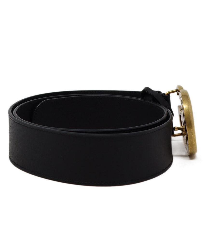 Gucci Black Leather & Gold GG Buckle Belt 1