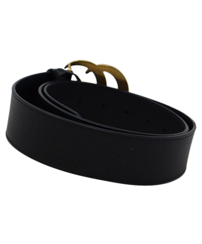 Gucci Black Leather & Gold GG Buckle Belt 2