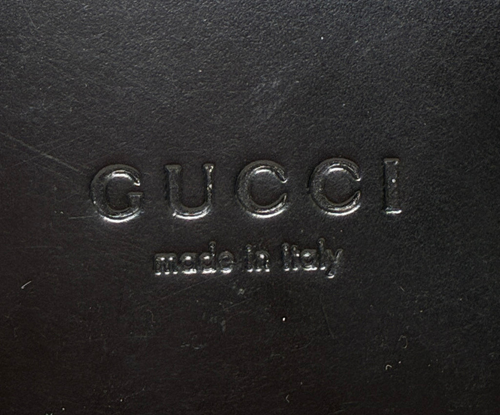 Gucci Black Leather Gold Logo Sandals sz 8 l Michael's Luxury