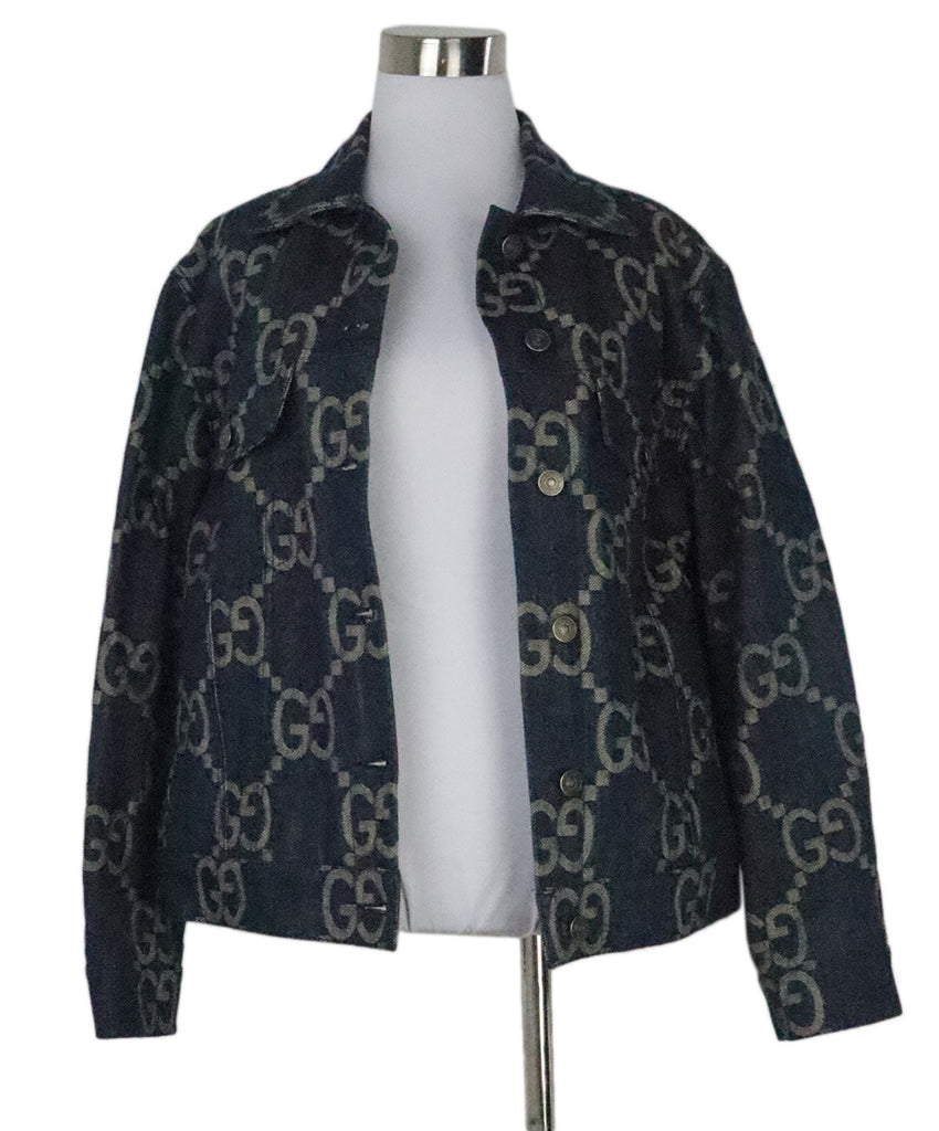 Gucci Blue & Beige Monogram Denim Jacket 