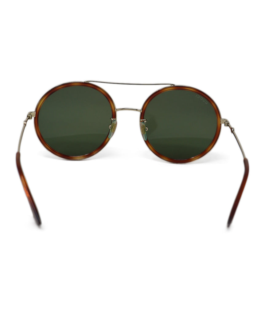 Gucci Brown Plastic Gold Metal Green Lens 2