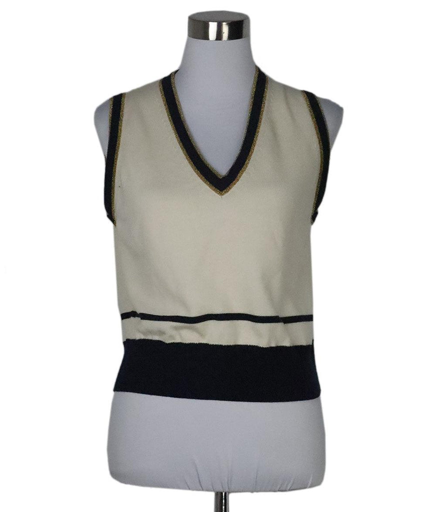 Gucci Cream & Navy Wool Vest 