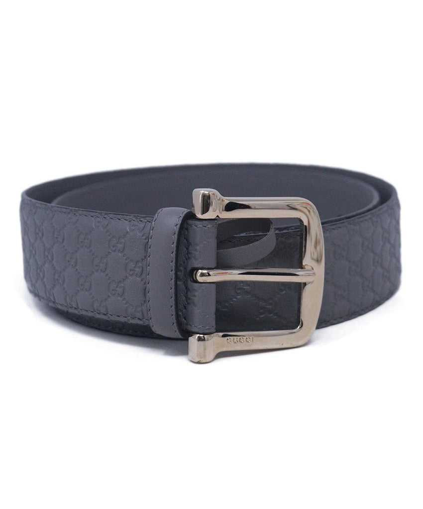 Gucci Grey Monogram Leather Belt 