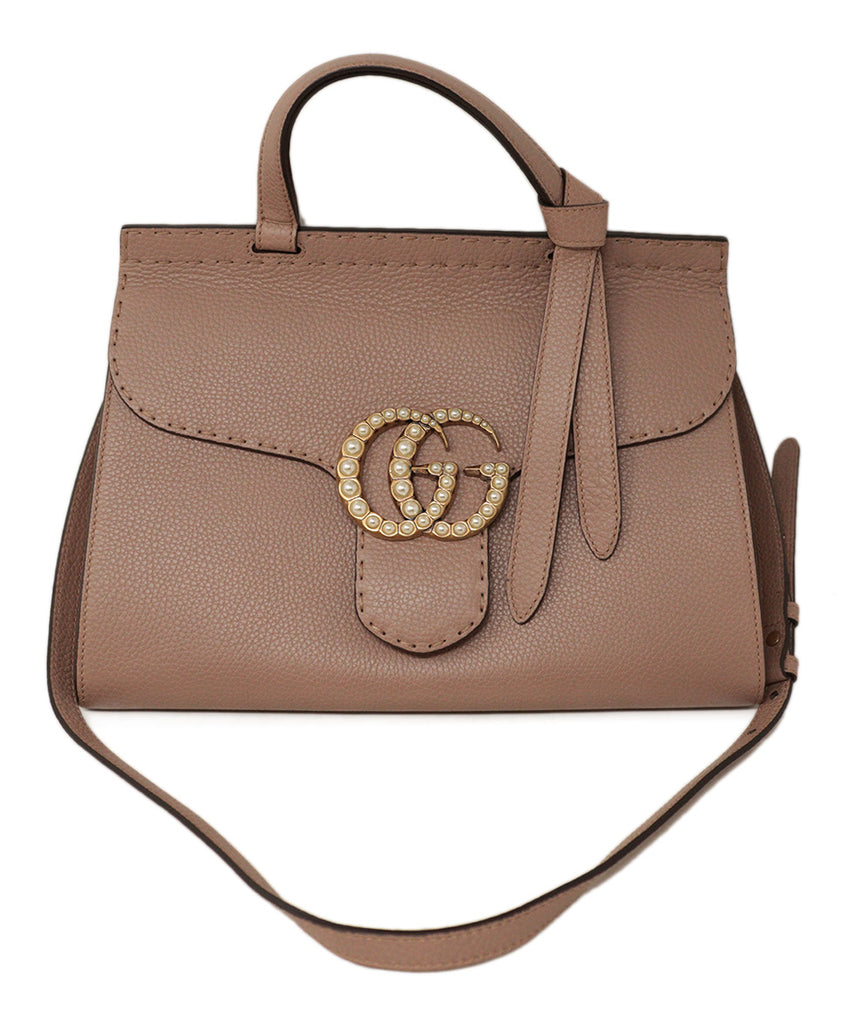 Gucci Mauve Leather & Pearl Shoulder Bag 