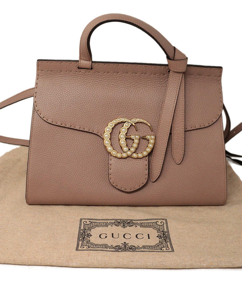 Gucci Mauve Leather & Pearl Shoulder Bag 5