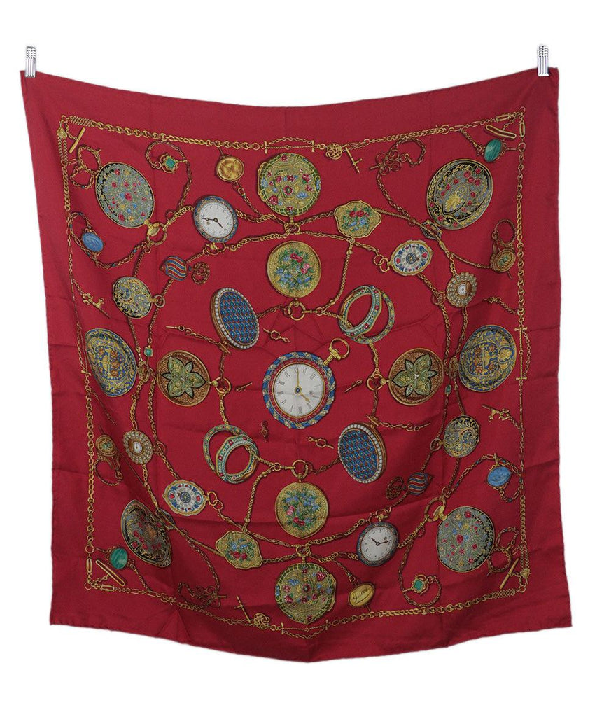 Gucci Red & Gold Print Silk Scarf 4