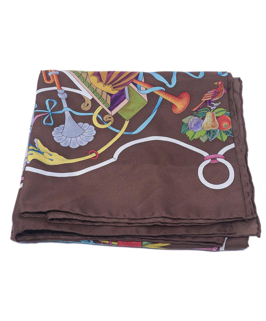 Gucci Brown & Multicolor Print Scarf 2