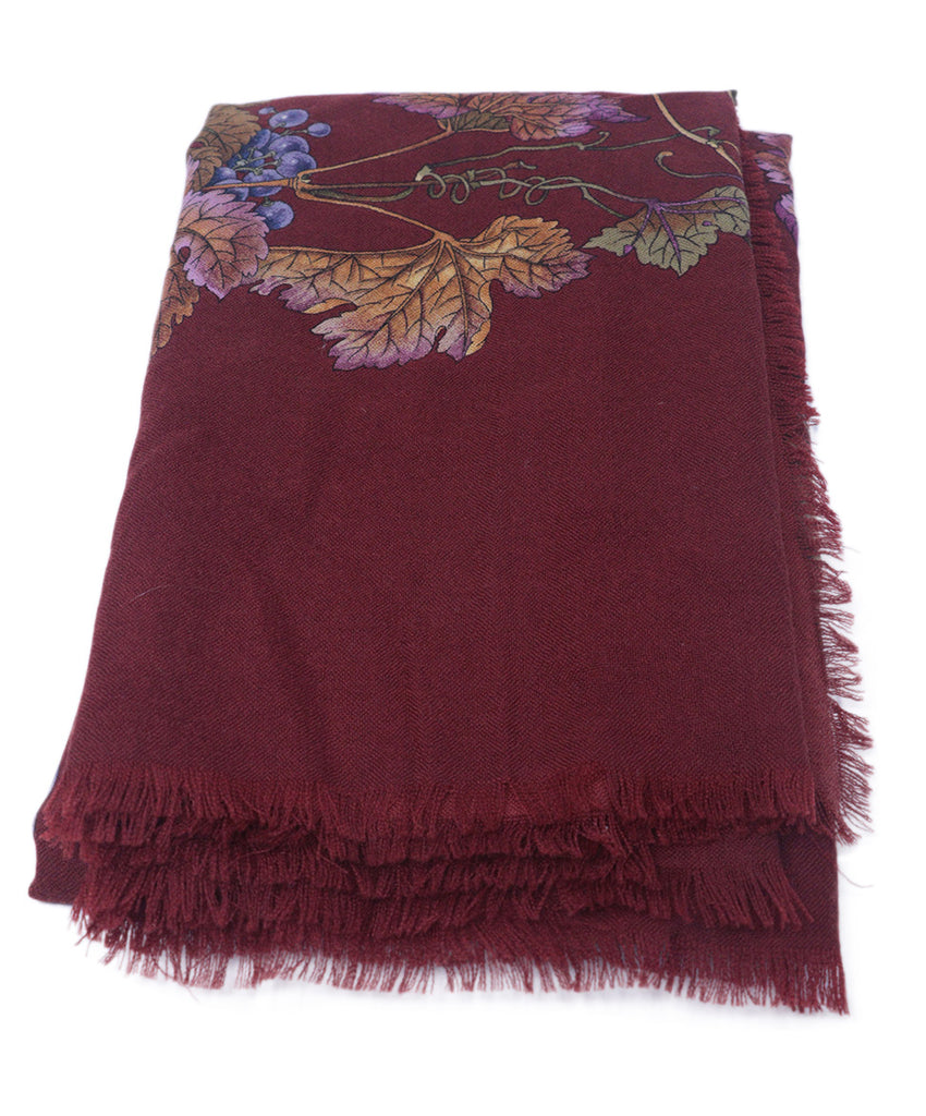 Gucci Burgundy Floral Print Shawl 2