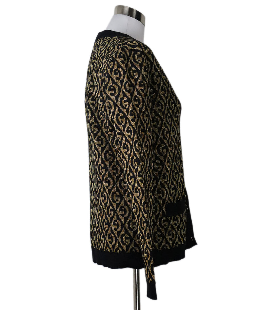 Gucci Black & Gold Monogram Print Cardigan 1