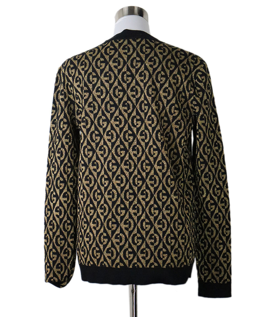 Gucci Black & Gold Monogram Print Cardigan 2