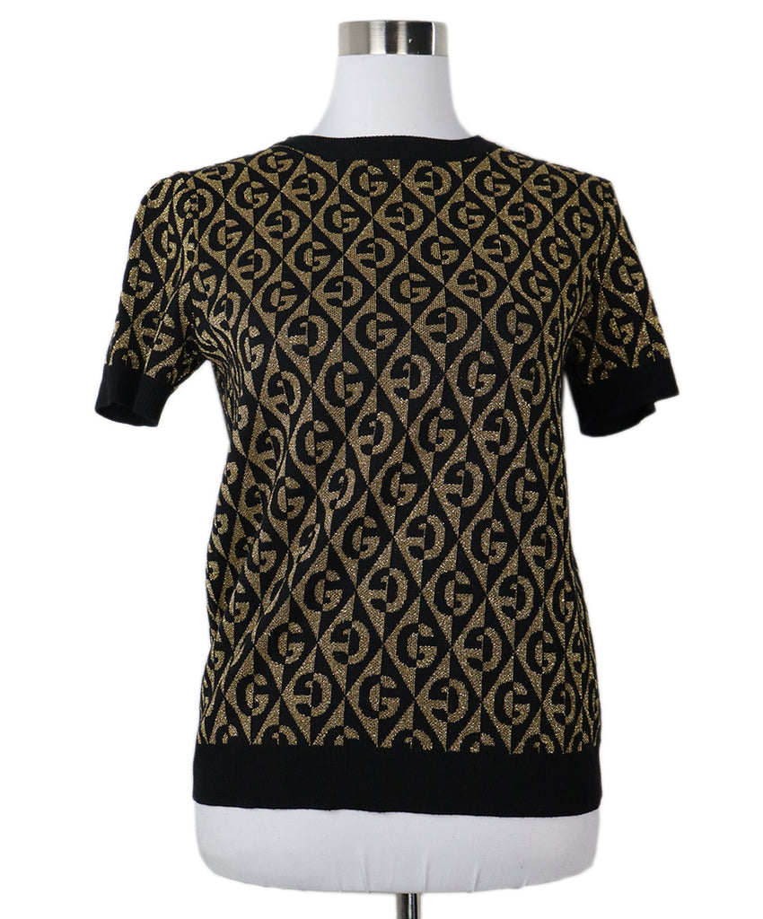 Gucci Black & Gold Monogram Print Top 