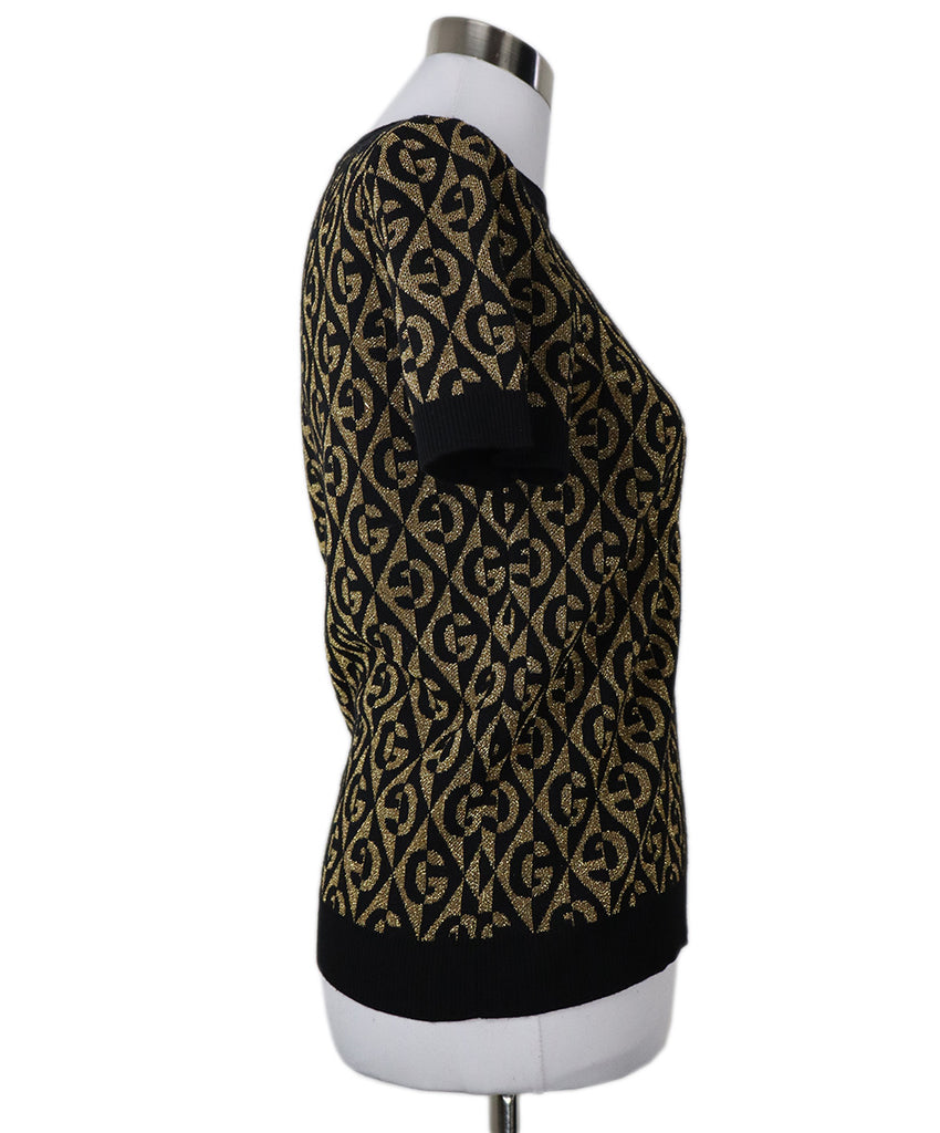 Gucci Black & Gold Monogram Print Top 1