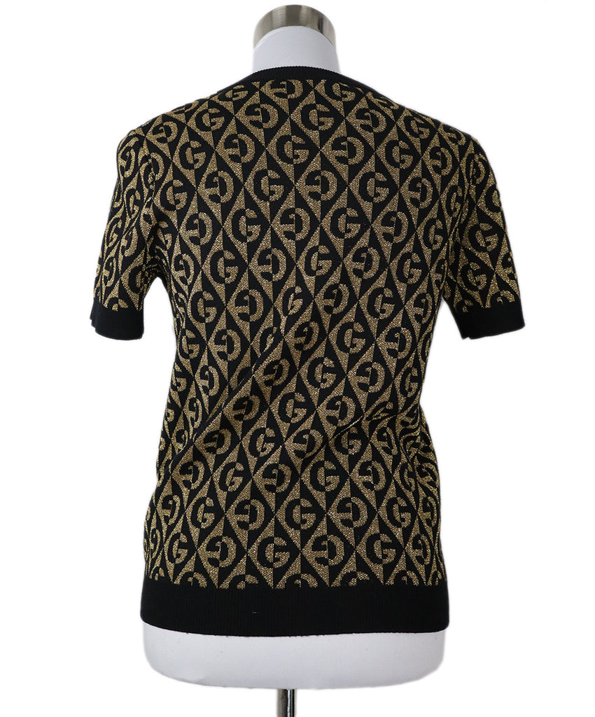 Gucci Black & Gold Monogram Print Top 2