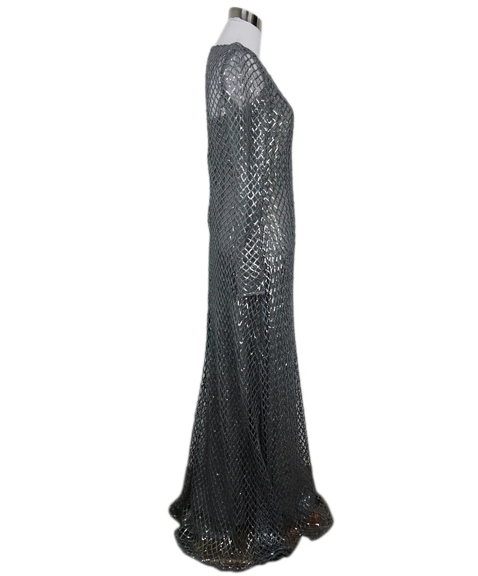 Halston Women's Kirsten Grid Sequin Gown - Gunmetal Halston Women's Kirsten Grid Sequin Gown - Gunmetal