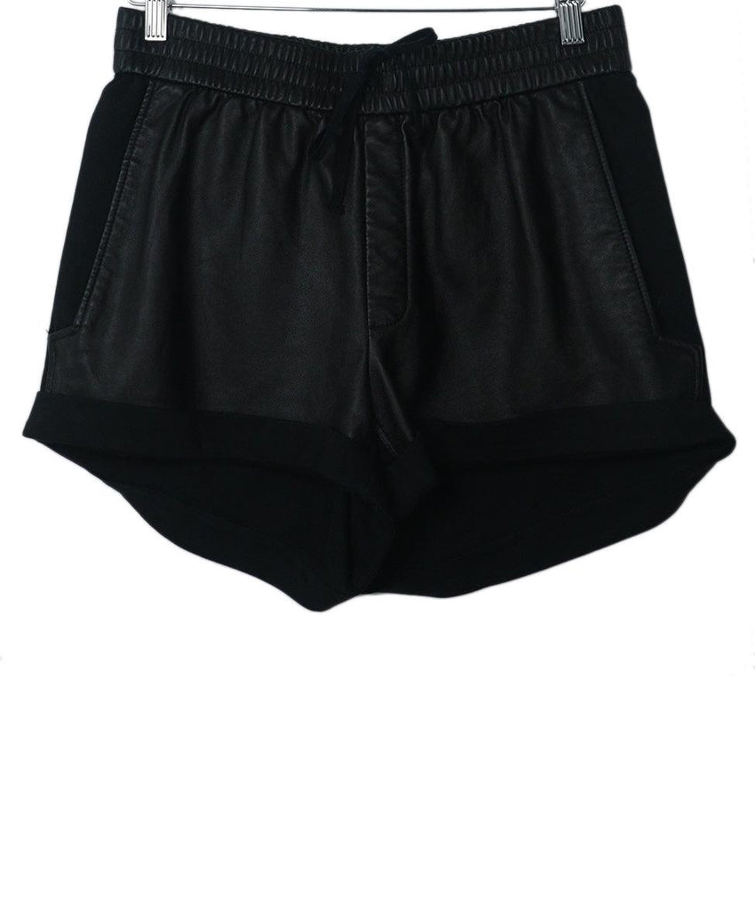 Helmut Lang Black Leather & Cotton Shorts 