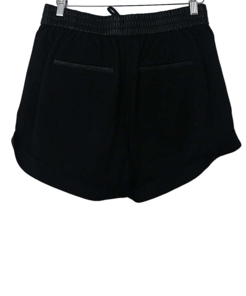 Helmut Lang Black Leather & Cotton Shorts 1