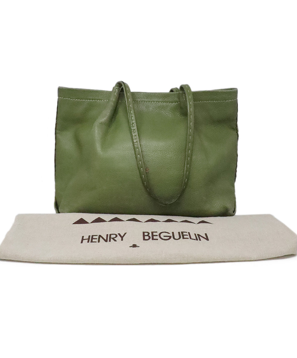 Henry Beguelin Apple Green Leather Tote