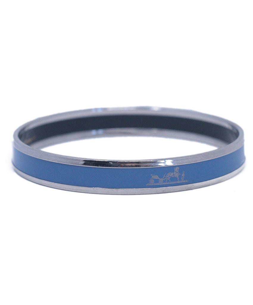 Hermes Blue 65 Small Narrow Bangle 