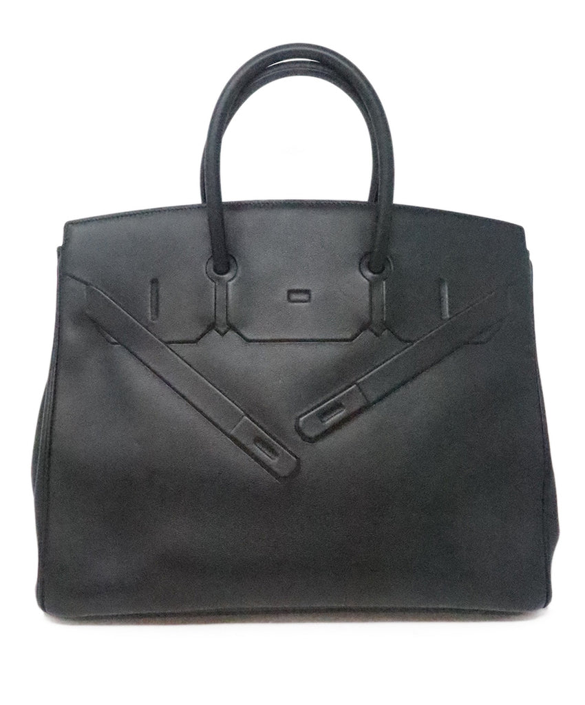 Hermes 35cm Black Leather Shadow Birkin 