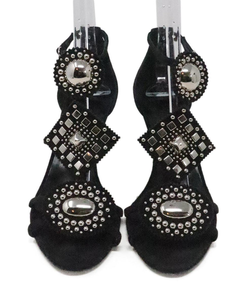 Hermes Black Suede Embellished Sandals 3