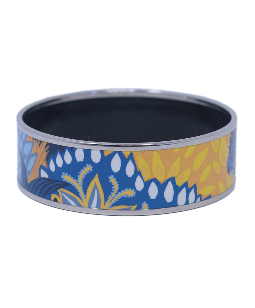 Hermes Blue & Yellow 65 Small Wide Bangle 1