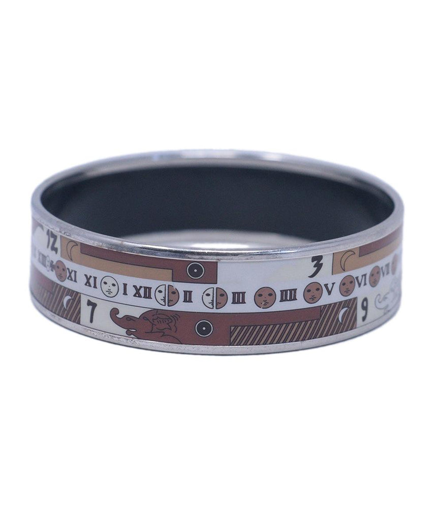 Hermes Brown & White 65 Small Wide Bangle 1