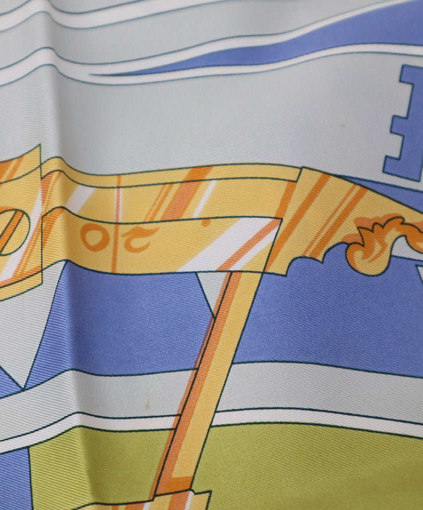 Hermes Grey & Blue Print Silk Scarf 3