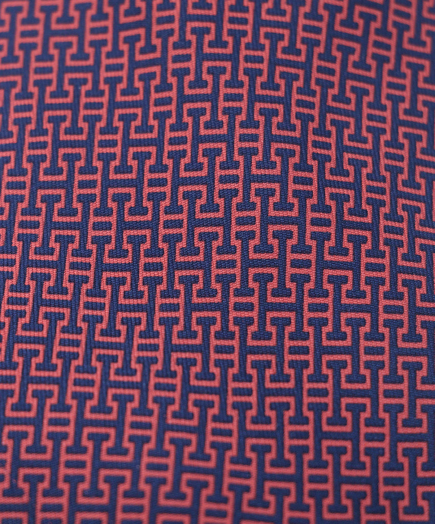 Hermes Red & Blue H Print Silk Tie 3