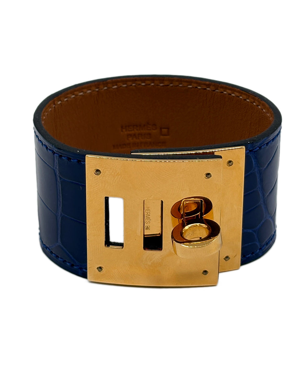 Hermes Blue Alligator Leather Kelly Dog Bracelet l Michael's