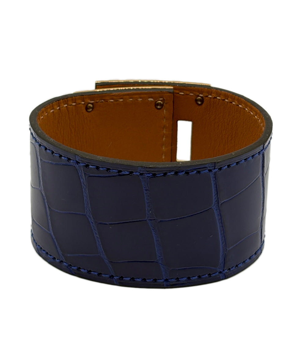 Hermes Blue Alligator Leather Kelly Dog Bracelet l Michael's