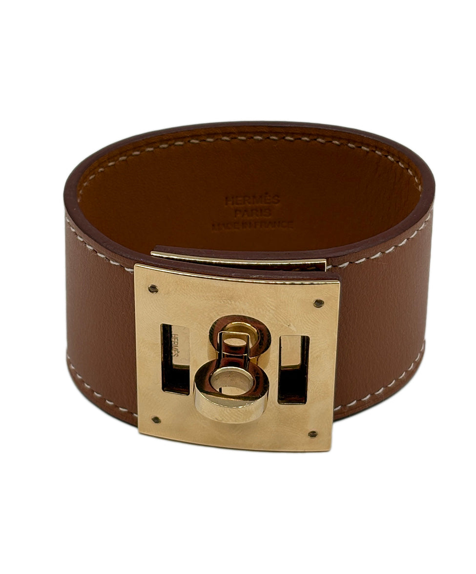 Hermes Tan Kelly Dog Leather Bracelet l Michael's Luxury