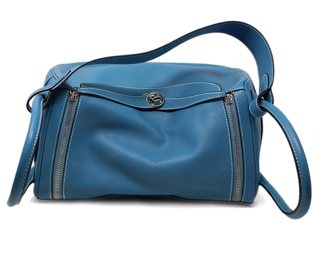 Hermes Light Blue Leather Lindsay Bag 4