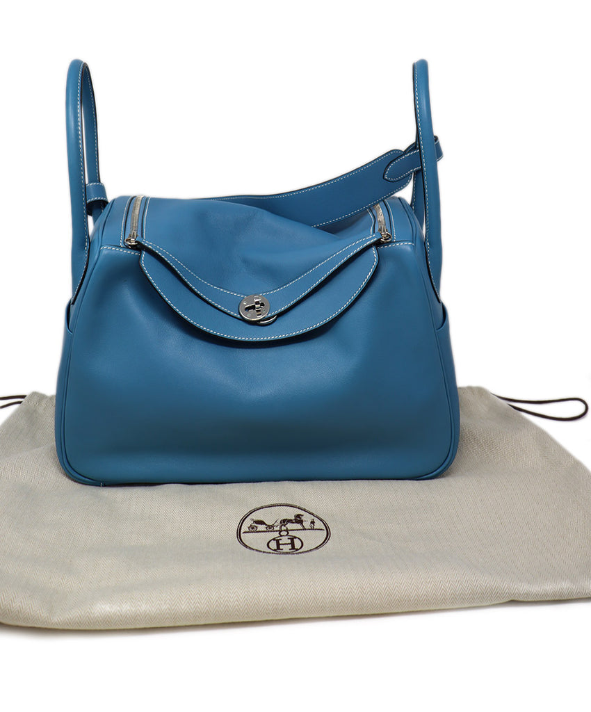 Hermes Light Blue Leather Lindsay Bag 5